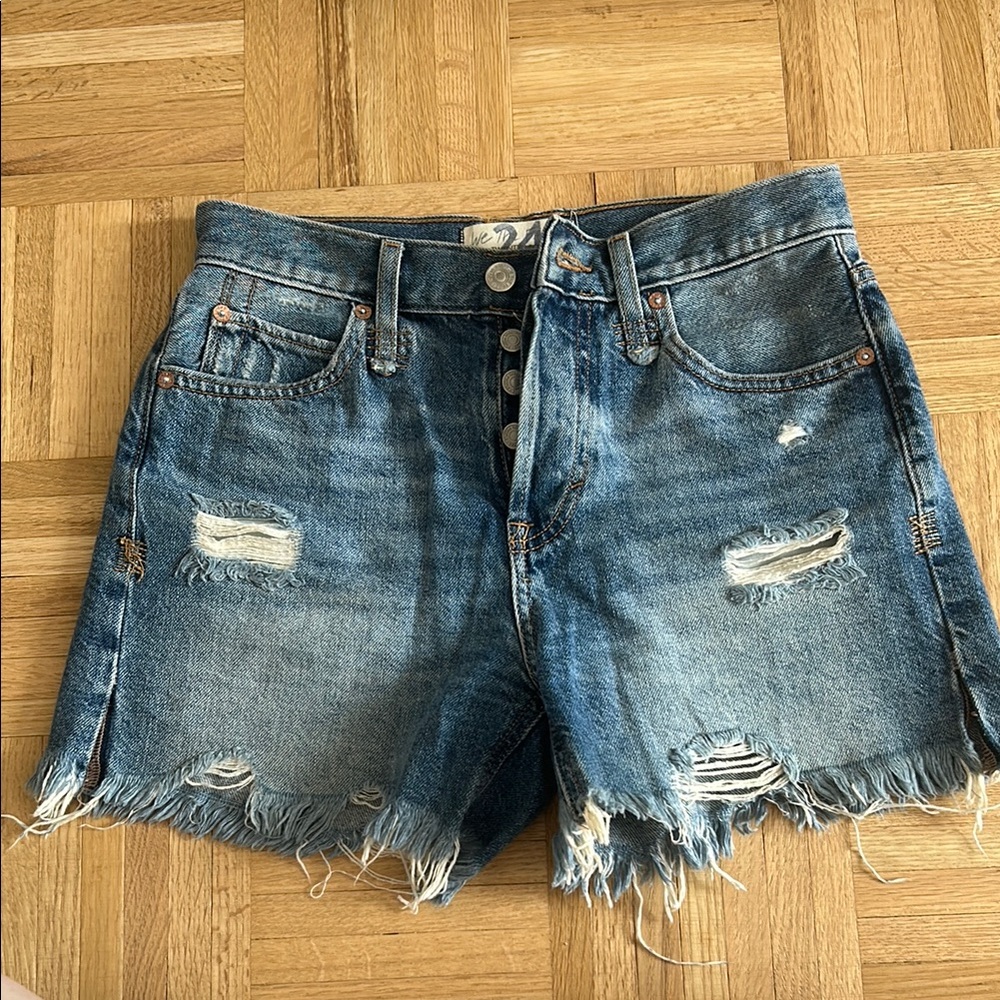 Free People Ripped Denim Jean Shorts